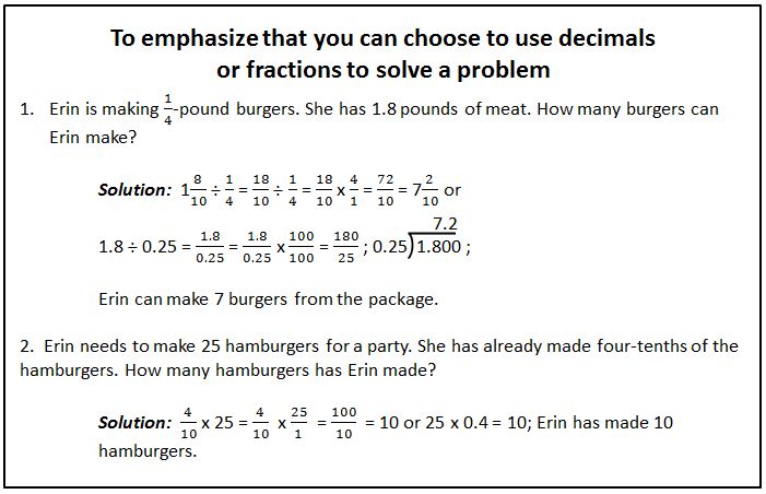 Use decimals or fractions to solve a problem.