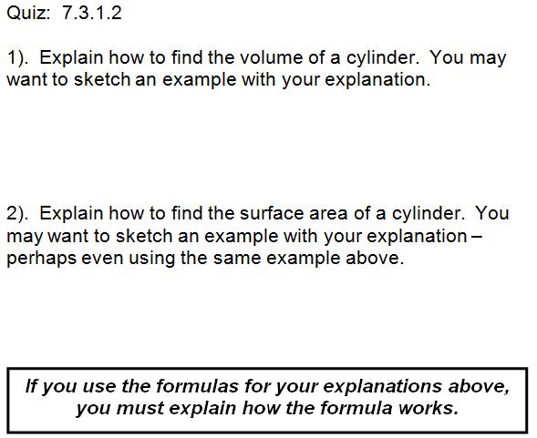Explain how to find volume of cylinder