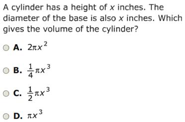 Cylinder with height x inches