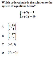 Which ordered pair is the solution?