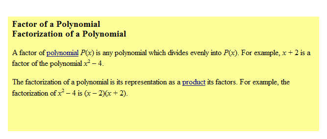 factor of a polynomial